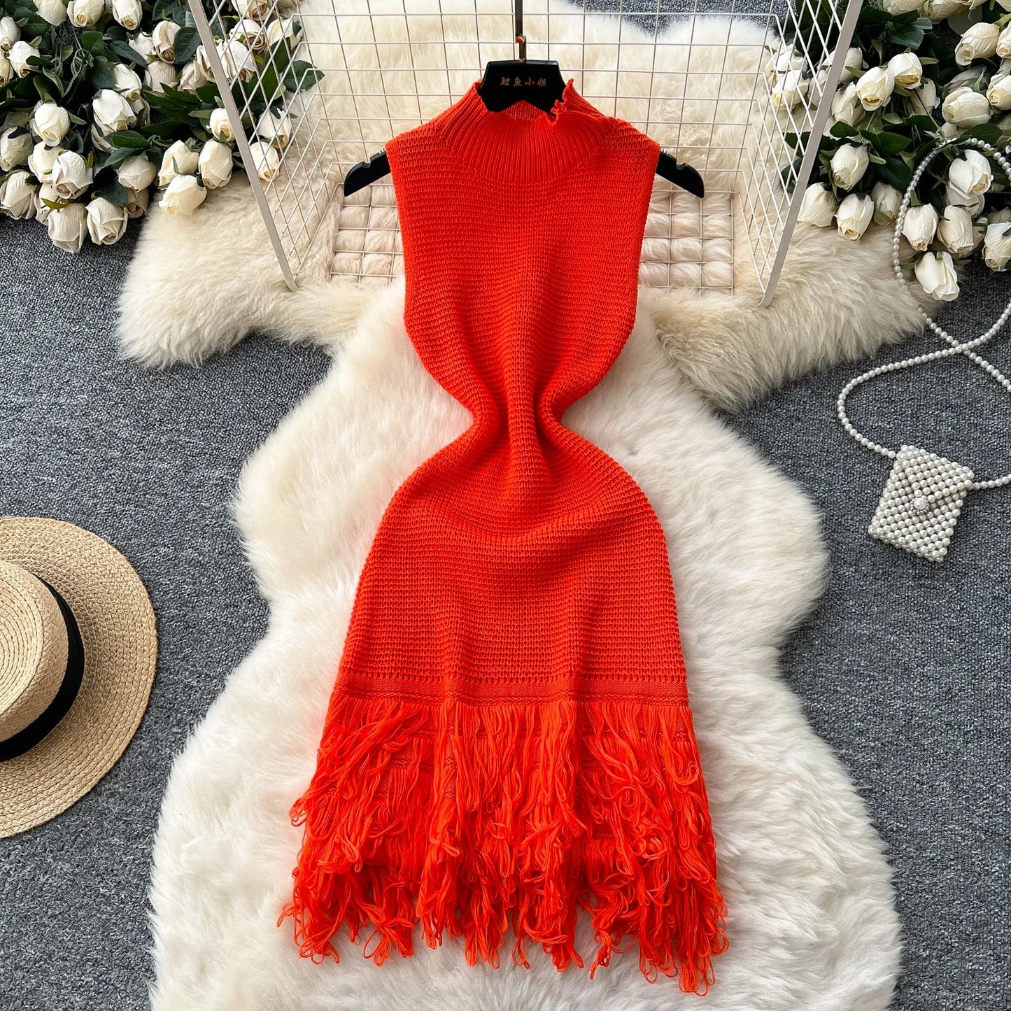 YuooMuoo Chic Fashion Sexy Package Hips Knitted Mini Dress 2026 New Summer Sleeveless Tassels Bodycon Party Dress Beach Vestidos