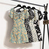 Damen Minikleider Sommer Mode Damenkleider Bedruckte Chiffonkleider mit Blumenmuster, gerafft, plissiert, kurze Puffärmel, Freizeitkleid