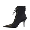 BIGTREE Shoes Cross Straps Sexy Women Boots Pointed Toe Stiletto High-heel Boots 2025 New Women's Ankle Boots Plus Size 42 43