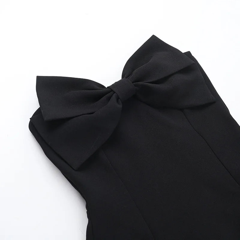 Sexy Strapless Bow Short White Dress Womens Off Shoulder A-line Luxury Black Mini Dresses Elegant Backless Gowns Birthday 2025