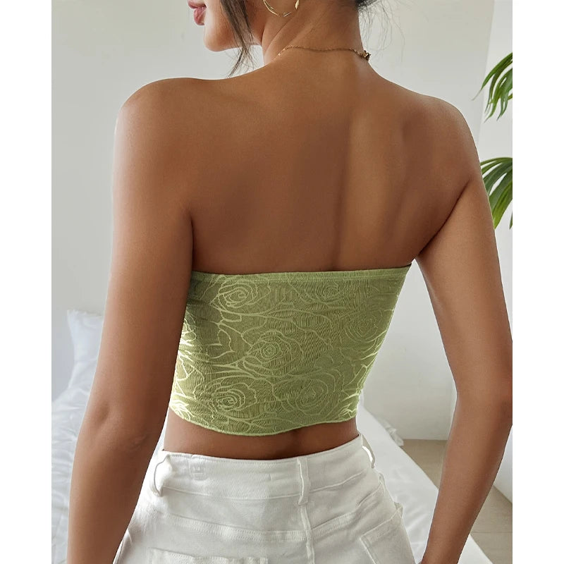 Summer Y2K Women's Sexy Twist Front Asymmetrical Hem Strapless Bandeau Crop Top Casual Tube Tops for Party Club Night Clothes