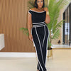 Casual Women's Solid Color Set with Diagonal Shoulders and Wide Legs, Two Piece Set, Summer 2025