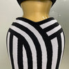 2025 New Women Celebrity Sexy Jacquard Black White Two Piece Bodycon Striped Bandage Skirt Set Designer Evening Party Dress