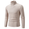 Autumn Men's Turtleneck Sweater Winter Knitted Striped Warm Outdoor Tops