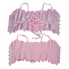 Women Tight Corset Vest Bustier Overbust Petal Bodice Lace Up Boned Shaping Tops Pink Costume Crops With 5 Buckles Party Wedding
