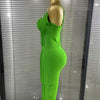 Green Color Women Sleeveless Sexy Halter Off the Shoulder Bodycon Bandage Midi Dress Celebrate Nightclub Party Birthday Outfit