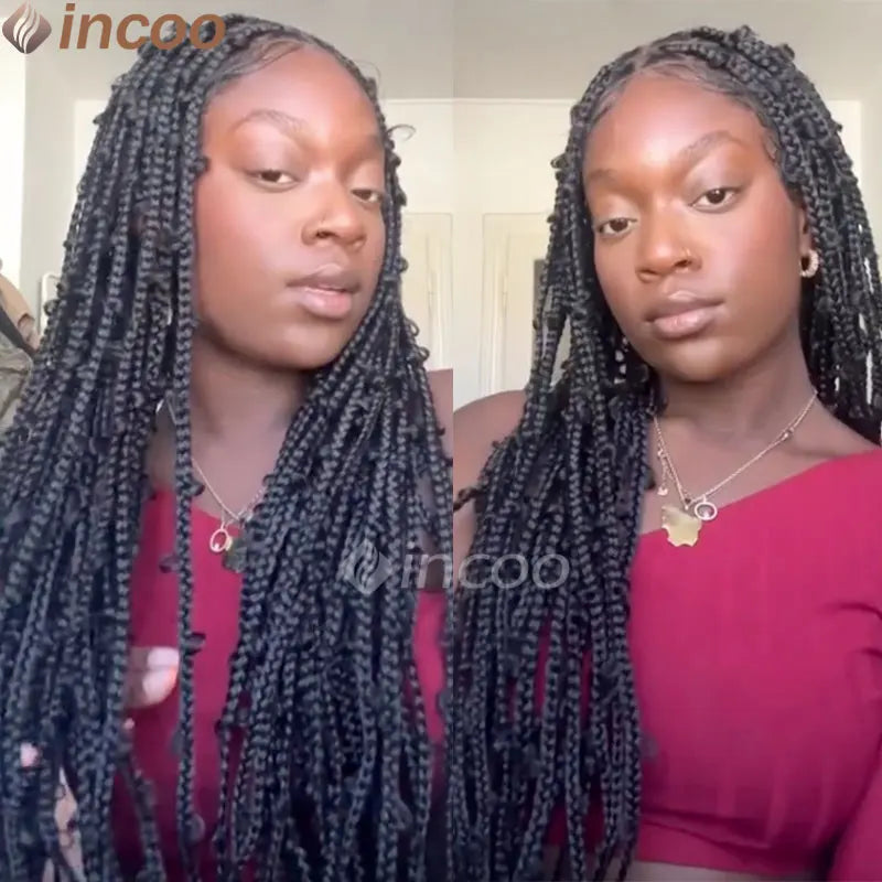 36 Zoll Synthetische Spitze Geflochtene Perücken Schmetterlingszöpfe Spitzenperücke für schwarze Frauen Zopfperücken im Ausverkauf Box Braids Spitzenperücke