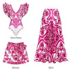 Flaxmaker Long Sleeves Majolica Series Pattern Print One Piece Swimsuit Biquini Beachwear Women Sexy Bikini Sets Swimsuit