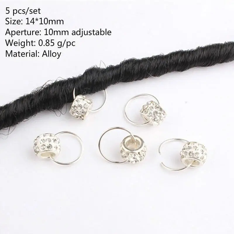 5-50 Pcs/set Opening Silver Hair Ring Hip-hop Hair Braid Charm Dreadlock Beads Clips Cuffs Rings Jewelry Dreadlocks Accessories