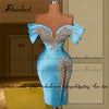 Stardust Luxury Off the Shoulder Homecoming Dress Pearls Slit Pleat Mini Saudi Arabric Illusion Cocktail Party Gown Customized