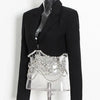 TWOTWINSTYLE Solid Casual Patchwork Diamonds Chain Slim Blazer For Women Notched Collar Long Sleeve Temperament Blazers Female