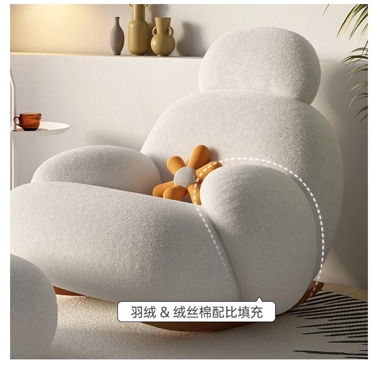 Fluffy White Wohnzimmerstuhl Modern Niedlich Boden Ergonomischer Wohnzimmerstuhl Lounge Relaxsessel Möbel Salon Home Möbel
