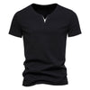 Mens Short Sleeve Henley Shirts Casual Cotton Slim Fit Basic Summer V Neck T-Shirt