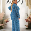 Denim 2 Piece Set Women Jeans and Jacket Winter Casual Outfits Long Sleeve Denim Plaid Coat and Pants Sets Plus Size Clothes