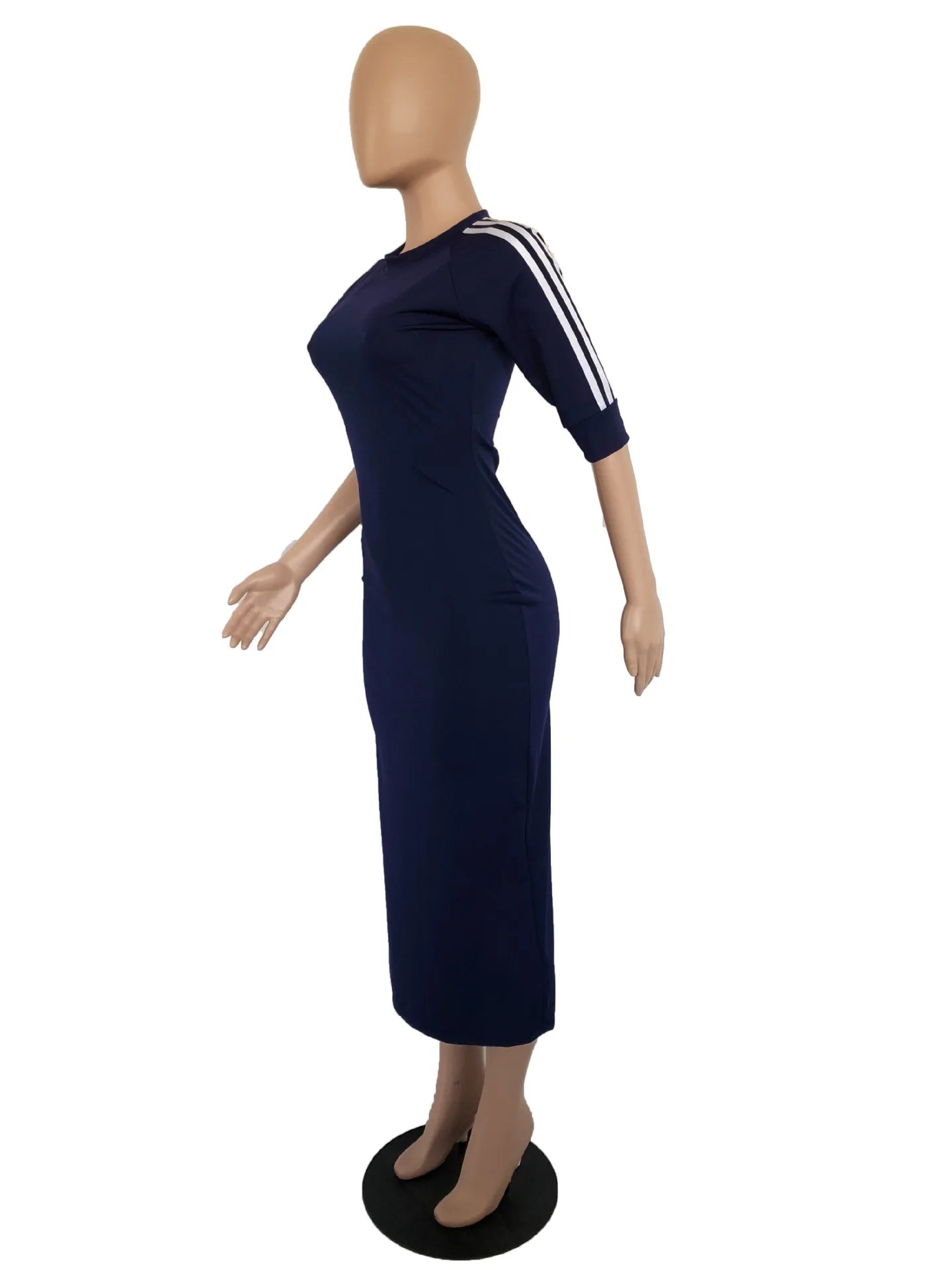 European and American women's fashion white stripe dress