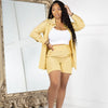 Two Piece Short Sets Women Striped Single Breasted Cardigan Blouses Shorts Elastic Waist Shirt Suit Casual Outwear Summer