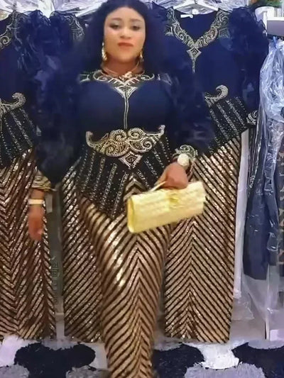 Afrikanische Kleider für Damen 2025 Neue Mode Übergröße Pailletten Abendparty Langes Kleid Dashiki Ankara Outfits Robe Afrikanische Kleidung