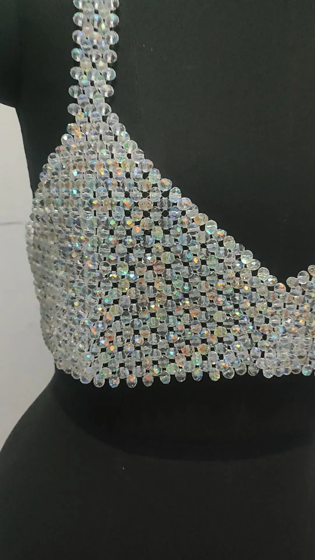 Handmade Crystal Top Women Fashion Beaded Bra Beading Tops Ladies Pearl Cape Smock Outwear Woman Celebrity Covery Top