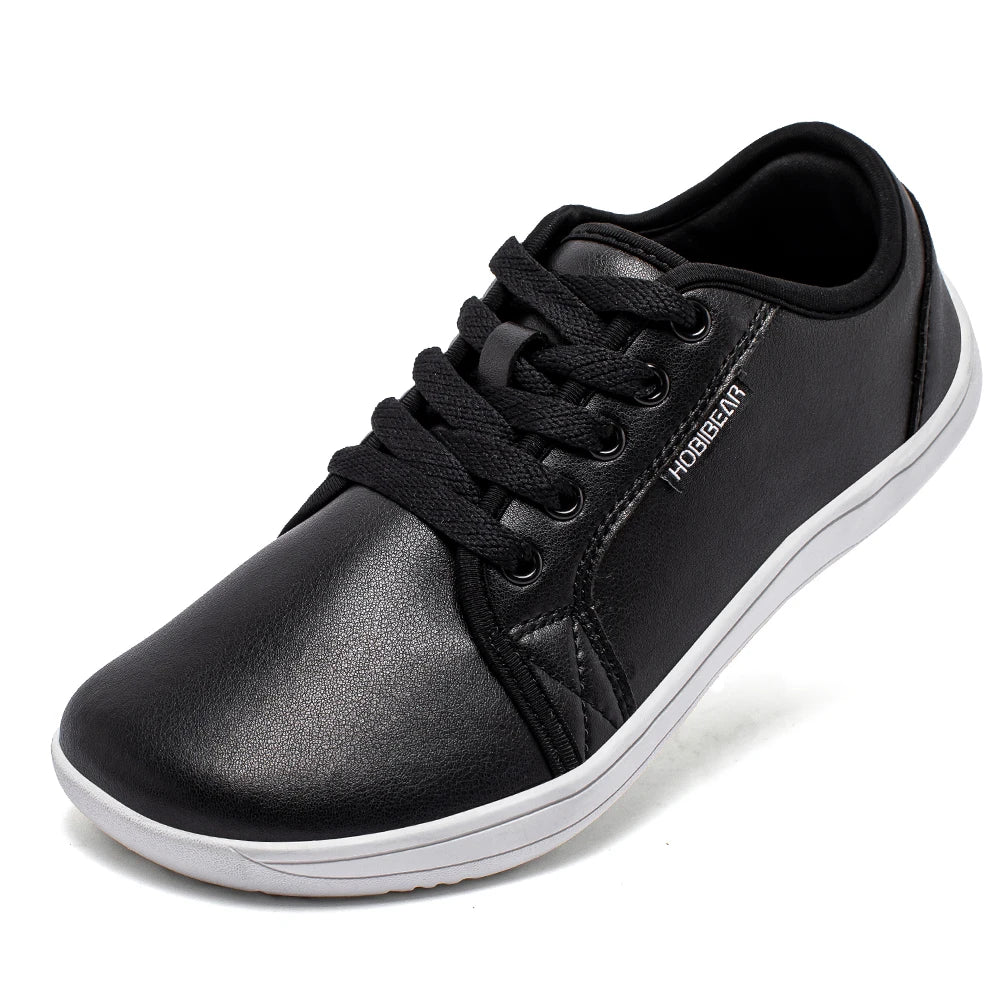 HOBIBEAR Minimalistische Schuhe für Herren und Damen, weite Zehenbox, Barfuß-Schuhe, Zero Drop, Freizeit-Sneaker aus Kunstleder, leichte Walking-Sneaker
