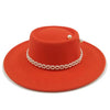 Women's Pearl Chain Fedora High Fashion with Pearl Pins Bump Cap Black White Autumen Winter Ladies Fedoras Wide Brim Girl Hat