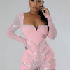 Znaiml Elegant Long Sleeve Playsuit Nightclub Rompers Birthday Outfits Woman Sparkly Diamonds Rhinestone Short Jumpsuits Luxury