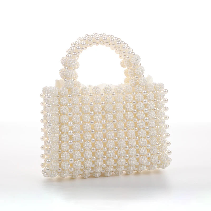 Edle Kristallperlen-Abendtasche Hochzeit Clutch mit Perlenkette Neue handgefertigte Perlenketten-Umhängetasche Handtasche Abendkleidtasche