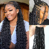 Boho Box Braided Wigs, gelocktes Kunsthaar, volle Lace-Front-Perücken für schwarze Frauen, Goddess Locs Braid Wig, Bohemian Box Braid Wig