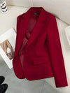Women Blazer Ladies Red Green Beige Black Solid Female Business Work Wear Slim Formal Jacket Coat For Autumn Winter