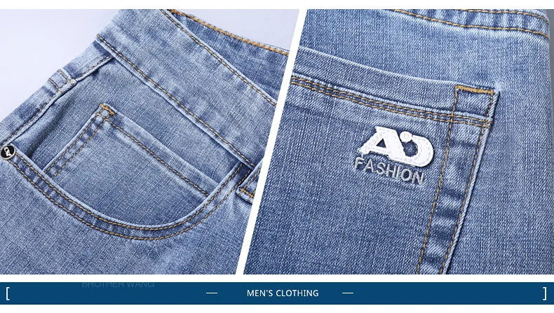 Frühlings Herren Hellblaue Slim Jeans Stylische Lässige Stretch Denim Hose Klassische Chinohose Rauchgrau
