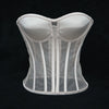 Women Mesh Corset Bustier With Cups Overbust Tight Shaping Tops Strapless Transparent Bodice Slimm Waist Wedding Lace Up Boned