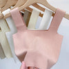 2026 Summer Women Sexy Sleeveless Tops Fashion Short Square Collar Tank Tops 6 Colors Knitted
