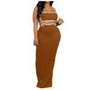 Women Dresses 2 Piece Outfits Sexy Sleeveless Slit Dress Hollow Out Bodycon Maxi Skirt Sets Vacation Midi Dress فساتين سهرة