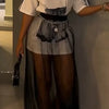 Summer Women's O Neck Print Long T-shirt + Mesh Skirt Fashion Casual Two-piece Set Elegant Women Clothes 2 Pieces Set For Woman