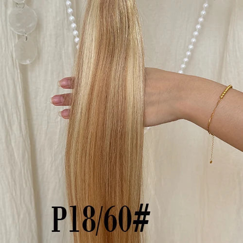 50Pcs Nano Ring Human Hair Extensions Straight Remy Micro Beads Ring Hair Extension 0.5g/0.8g/1g/Strand 12-26Inch Natural Color