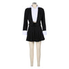BWQ 2024 INS Women Fashion Pleated Mini Skirts Suit and Shirt Patchwork Long Sleeve Blazer Matching 2 Two Piece Set Outfits