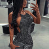 Kliou Tassel Patchwork Shiny Mini Dress Women Halter Bandage Stunning Backless Sleeveless Skinny Vestido Female Party Clubwear