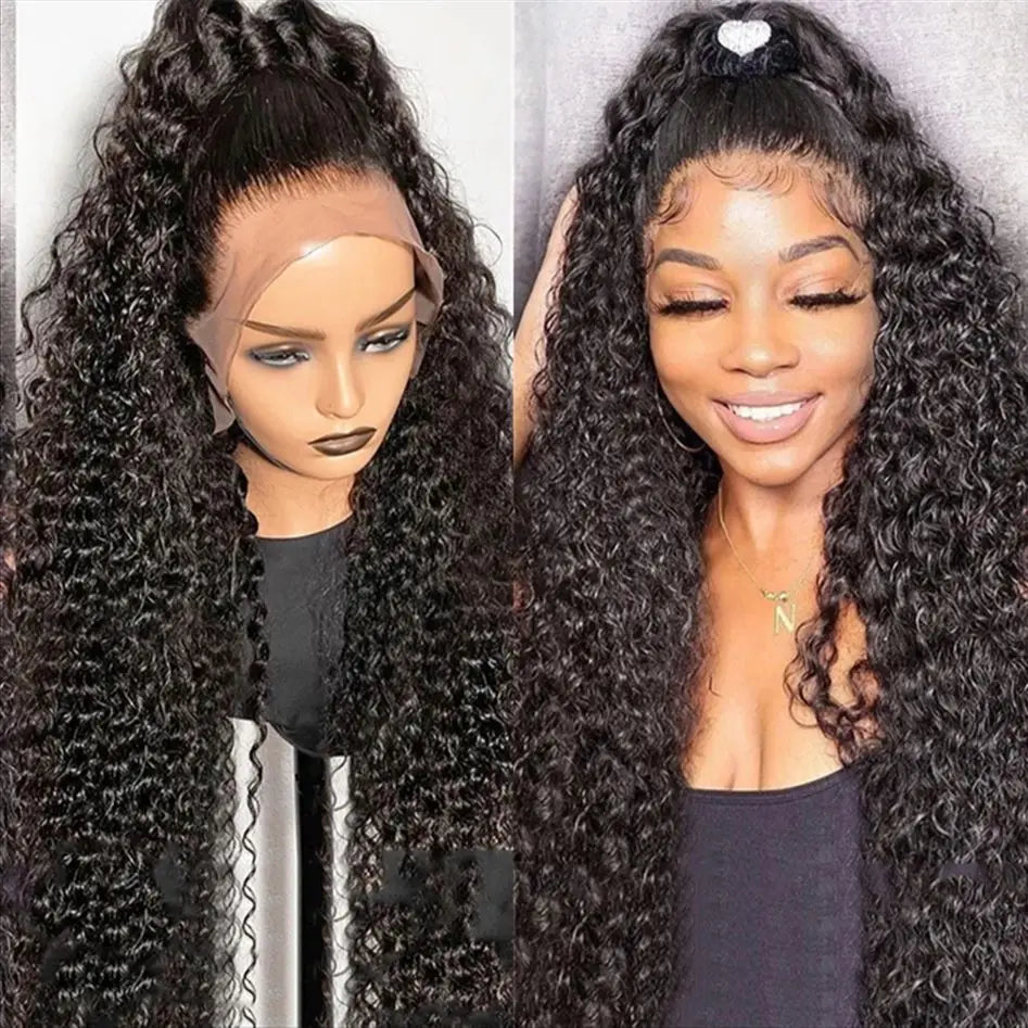 Kinky Curly Wigs 100% Human Hair Wigs Water Deep Wave Brazilian HD Lace Frontal Wig 13x6 HD Lace Front Human Hair Wig For Women