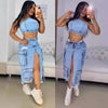Mid Length Skirts Women Denim Skirt Hole Pockets A Line Slit Slim Y2k Streetwear Elegant Splice Y2k High Waist Summer 2025