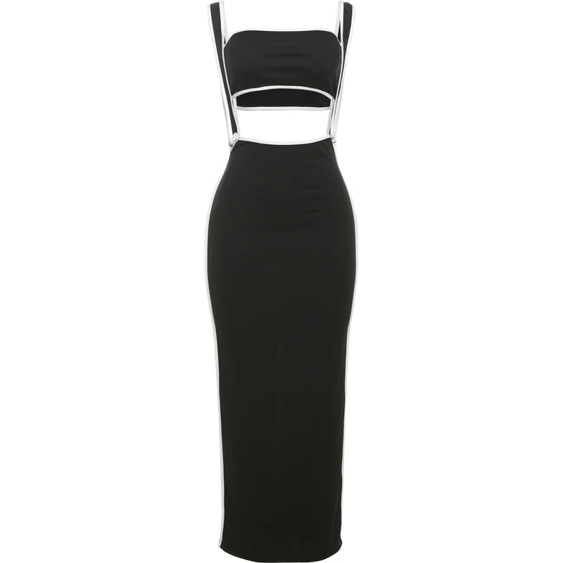 Weird Puss Summer Trend 2-teiliges Set Damen Weißer Saum Trägerloses Oberteil + Trägerkleid Elastische Streetwear-Outfits