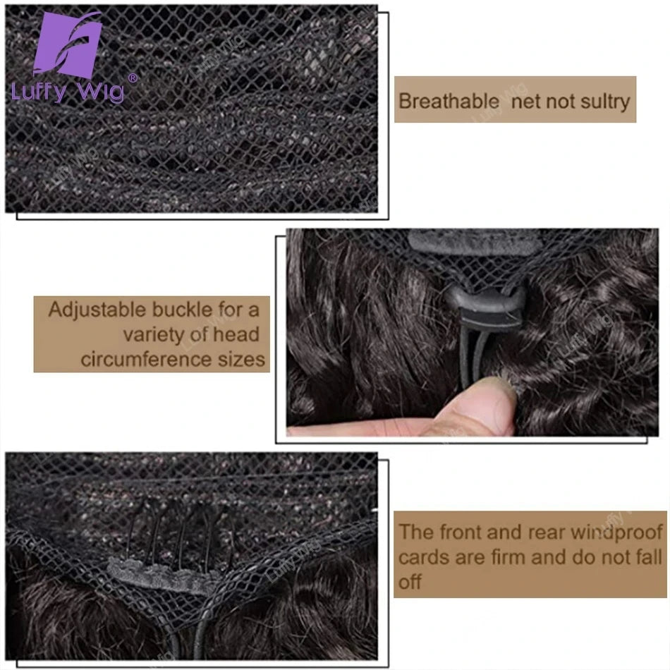 Kordelzug Pferdeschwanz Echthaar 4c Afro Kinky Curly Pferdeschwänze Echtes mongolisches Remy Haar Pferdeschwanz Clip-In Extensions Bundles 120g