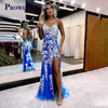 Prowinea Classic Mermaid Prom Dress Crystals Pleat Sweep Train Gala Formal Party Gown Vestidos De Fiesta Customized Plus Size