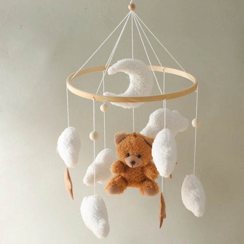 Baby-Kinderbett-Mobile-Rassel-Spielzeug 0-12 Monate Säugling Weicher Filz Teddy Samt Rosa Bär Bettglocke Hängendes Spielzeug Halterung Babybett Mädchen Spielzeug