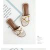 Summer Women Slippers Leather Square Toe Women Flats Flip Flops Designer Ladies Slides Sandals Women Shoes Luxury Sandals
