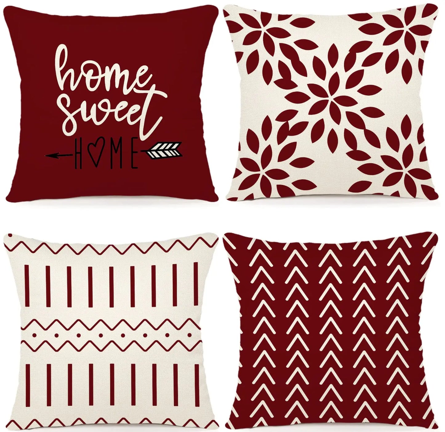 Kissenbezüge 4er-Set 45x45 cm, Moderne Sofa Kissenhülle, Dekorative Wohnzimmer Outdoor Leinenstoff Geometrisches Kissenbezug-Set Künstlerisch