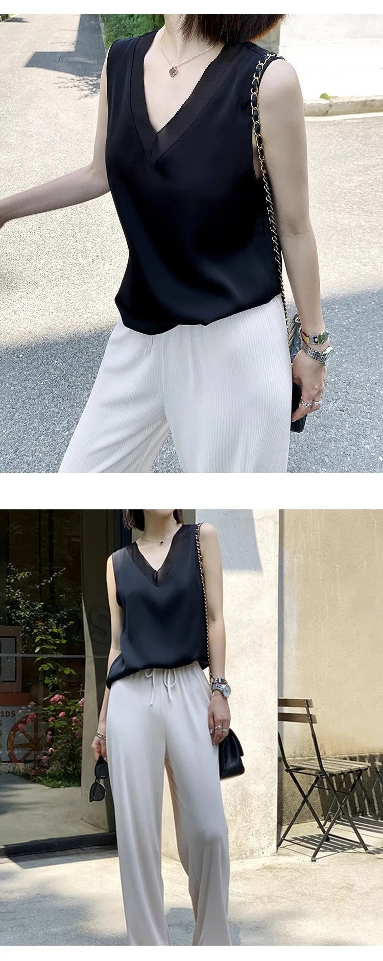 Silk halter V-neck sleeveless bodice Satin vest lace with beautiful back summer jacket with suit top