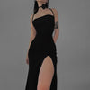 AltGoth Fairycore Sexy Midi Kleid Damen Streetwear Mall Gothic Rückenfrei Schnürung Neckholder High Waist Bodycon Kleid Partywear weiblich
