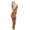Blumendruck Sommer Caprihosen Jumpsuits Damen Sexy Ärmellose Schnürung Neckholder Rückenfrei Geraffte Peach Hips Slim Rompers