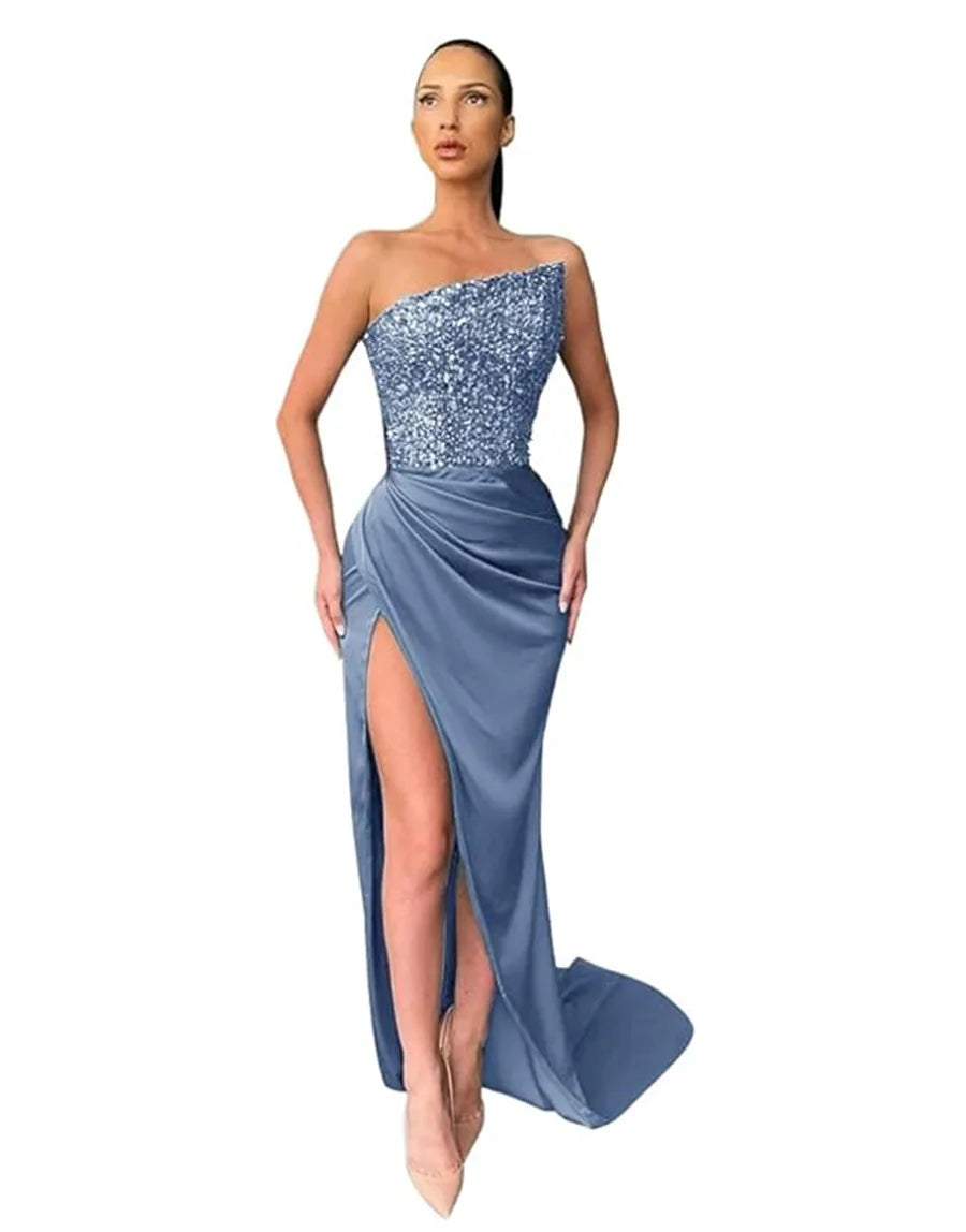 Sequin Dress for Women Sleeveless Mid-length Evening Dress Elegant Chest Wrapping Summer Dress Casual Sexy Party Dresses Vestido