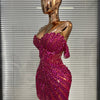 Show Dress Costumes Women Rose Sequins Rhinestones Breast Cups Mesh Bodycon Mini Evening Club Party Birthday Dress Shoot