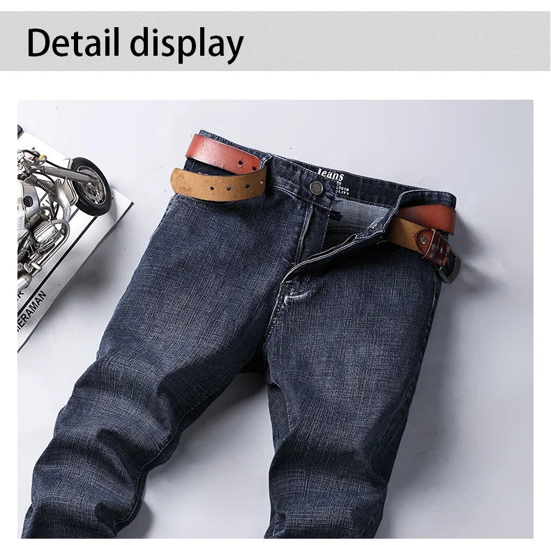 Wthinlee Neue Business Herren Jeans Casual Gerade Stretch Mode Klassische Blau Schwarz Arbeit Denim Hosen Männliche Marke Kleidung